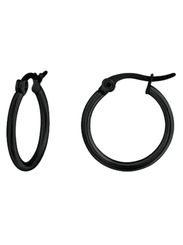 Surgical Stainless Steel Black Hoop Earrings Unisex Adults